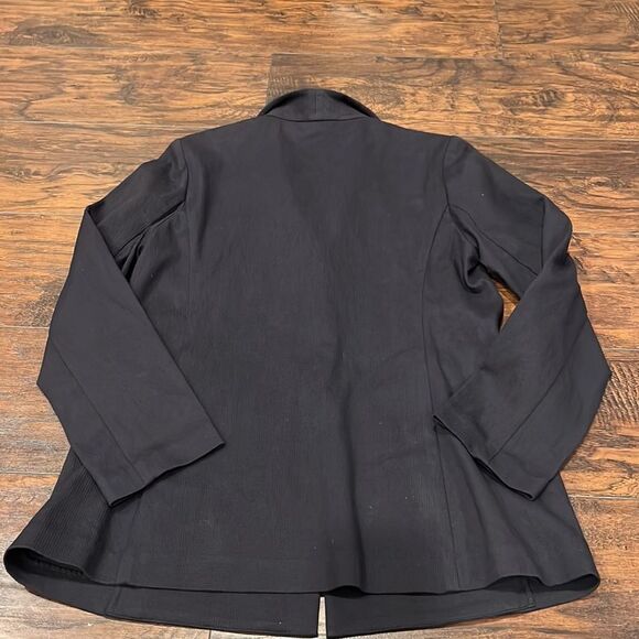 eileen fisher funnel neck long shaped blazer jacket size S in EUC snap buttons - Picture 10 of 10